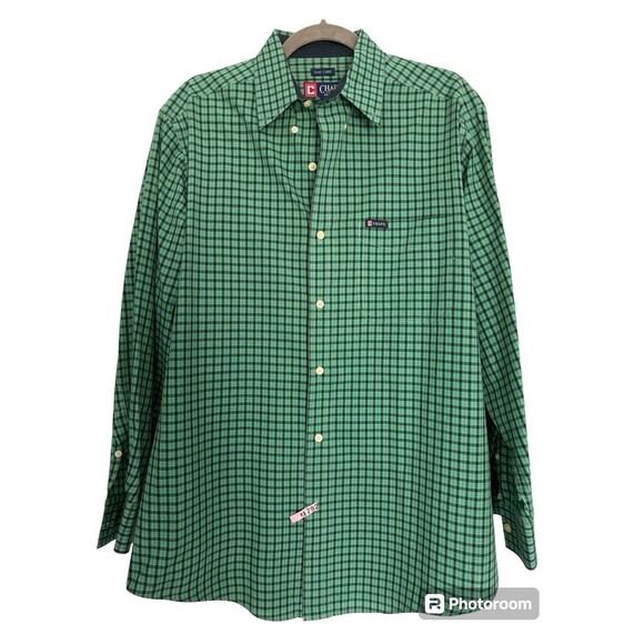 Chaps Men’s Long Sleeve Button Up Green‎ Plaid Size Medium - Picture 1 of 7